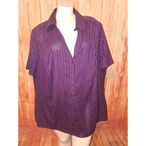 Laura Scott Purple Short Sleeve Button Up Blouse Sz 20/22W